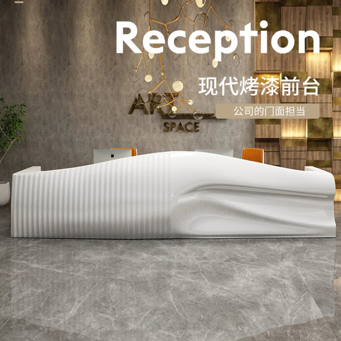 Cashier paint bar high-end modern creative welcome alien consulting reception desk fashion.
