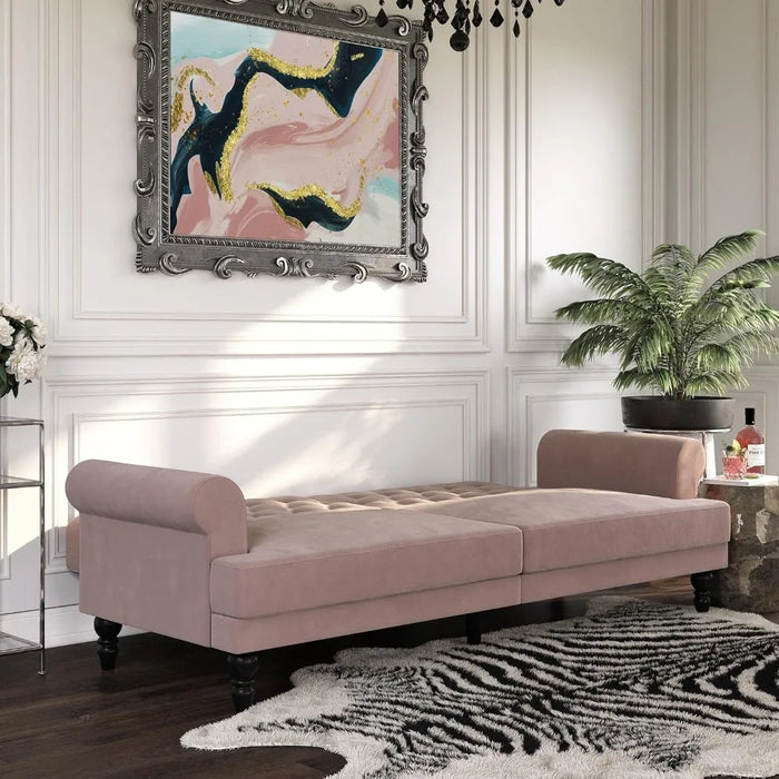 Novogratz Cassidy Upholstered Futon, Blush Velvet