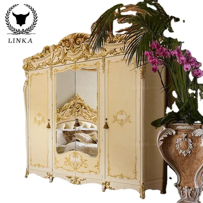 European style villa solid wood wardrobe Italian French court wardrobe Luxury Furniture Customization