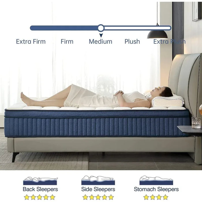 SUAYEA Queen Mattress, Queen Size Mattress in a Box, 10 Inch Hybrid Mattress Queen Size, Ultimate Motion Isolation