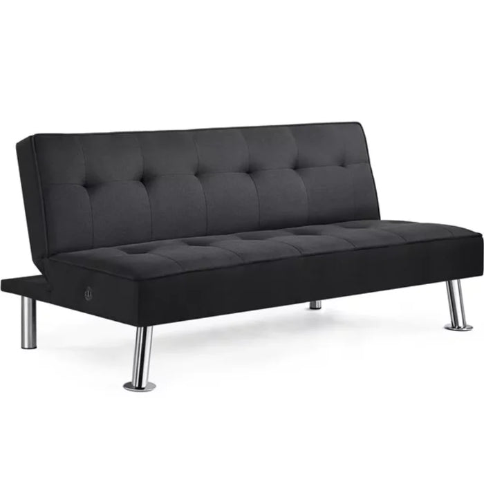 Modern Fabric Convertible Futon with USB, Durable and Strong，65.60 X 31.50 X 30.00 Inches
