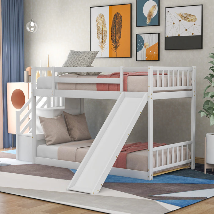 VSOGA Twin In Bunk Bed - With Convertible Slides And Stairs, 92.8-42.3-50.6cm