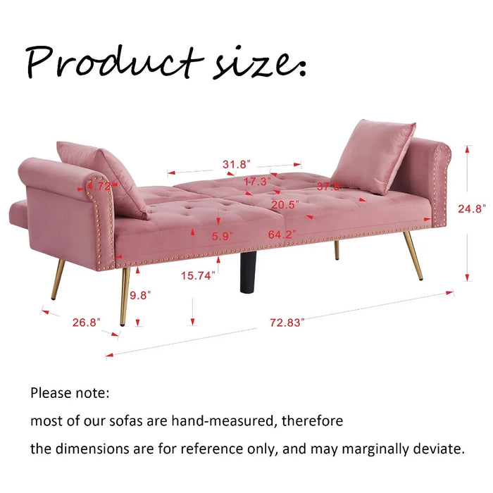 2024 New  Futon Sofa Bed with Two Pillows,Modern Sleeper Couch Bed for Living Room