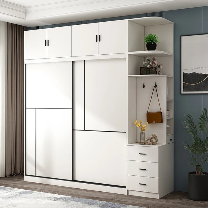 Nordic sliding door wardrobe simple modern assembly household bedroom sliding door wardrobe small family storage cabinet