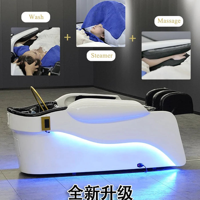 Modern barber shop hair salon furniture washing chair electric luxury shampoo bed with massage
