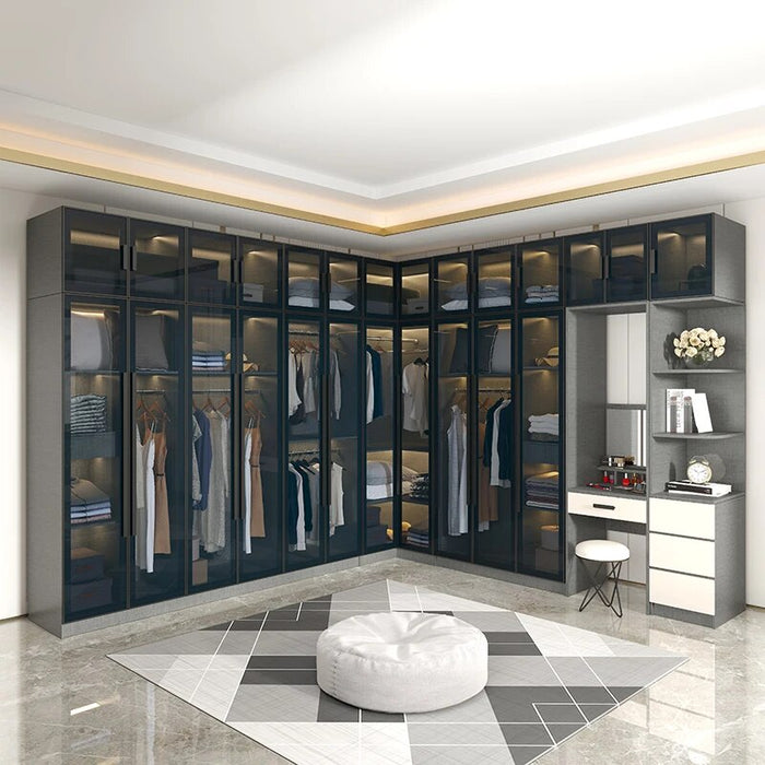 Wooden Organizer Wardrobe Clothes Entry Glass Door Simple Wardrobe Hanging Storage Modern Unique Quarda Roupra Room Furniture
