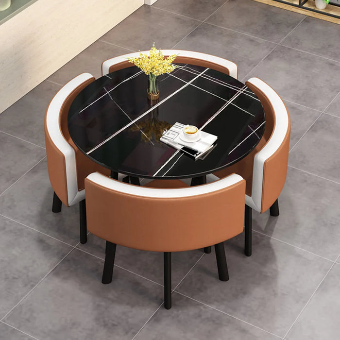 Set 4 Chairs Round Dining Table Office Small Space Saving Cheap Dining Table Minimalist Center Mesas De Jantar Kitchen Furniture