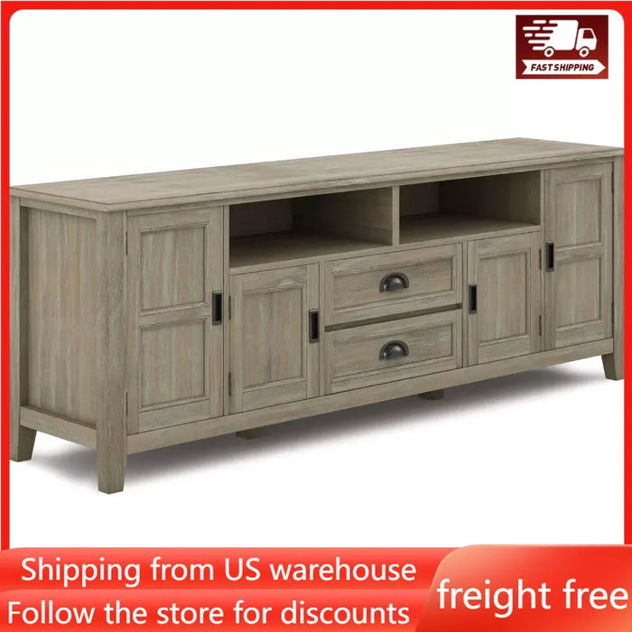 Solid Wood 72" Wide Transitional TV Media Stand Furniture for Modern Television Stands Fits TVs Up to 80 Inches Tv Wall Cabinet