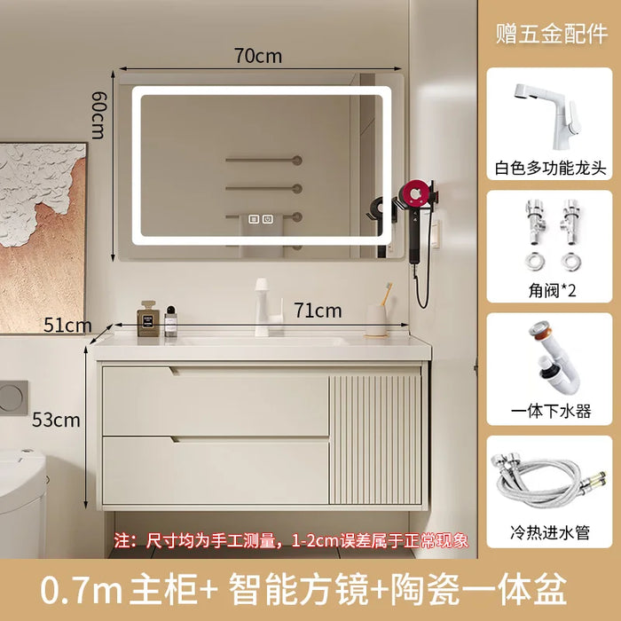Sink Drawer Wall Bathroom Cabinet Mirror Luxury Mirror Bathroom Cabinet Storage Wooden Badezimmer Schrank Home Furniture YQ50BC