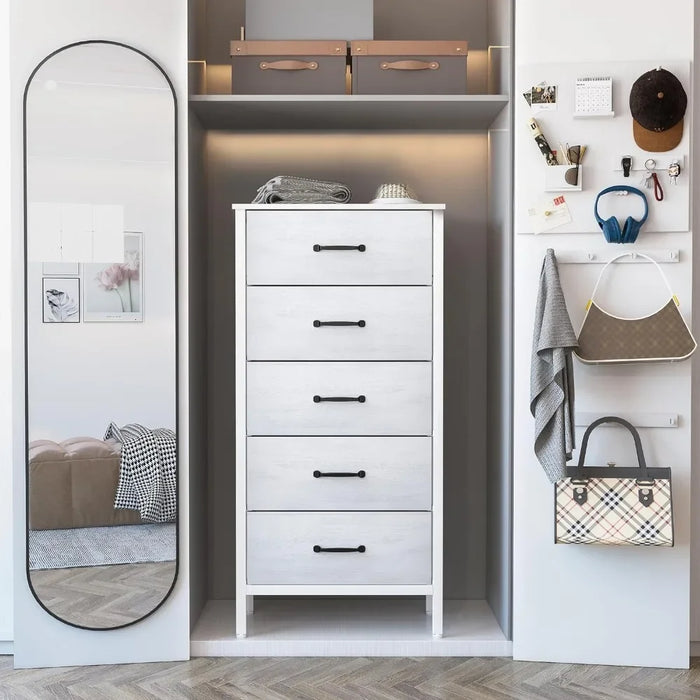 Coat Closet Living Room Furniture for Tv Iron Shelf White Chest of 5 Fabric Drawers Librero Shoe Cabinet Storage Organizer Home