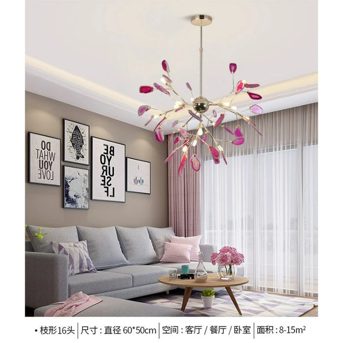 Agate chandelier living room bedroom dining room post-modern Nordic creative firefly lamp