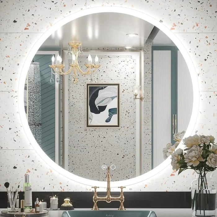 Toilet Shower Mirror With Led Light for Bathroom Wall Mirror With Lighting Makeup Mirrors Fixture Home Improvement