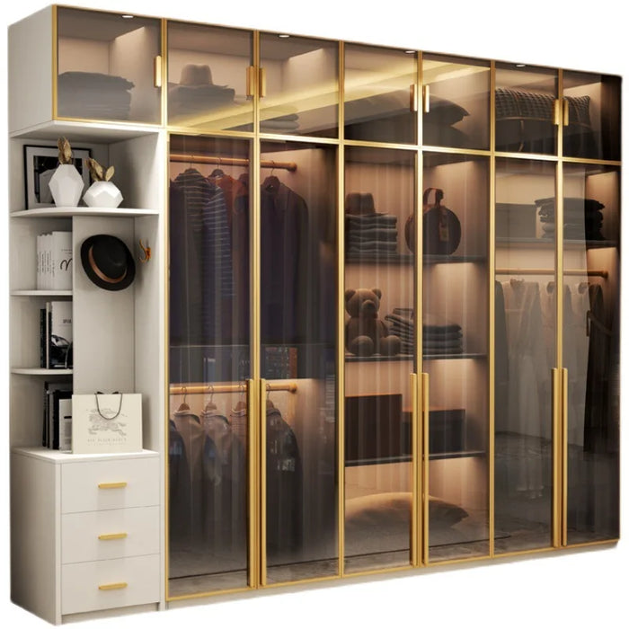 Light extravagance modern simple wardrobe dressing table integrated glass cabinet door multi-function cloakroom household bedroo