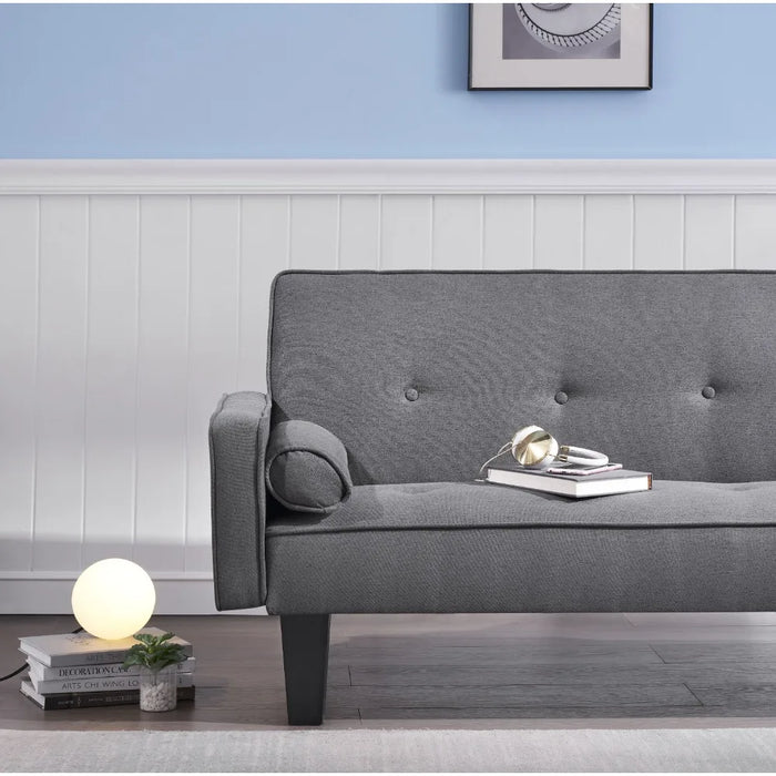 Apartment Modern Sofas for Living Room 72" Futon Sofa Bed Upholstered Folding Futon Fabric Couch Gray Convertible Puffs Air Home