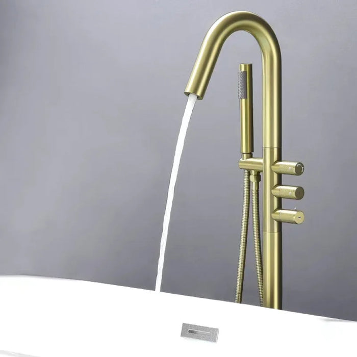 MTTUZK Brass Bathtub Floor Faucet With Hand Shower Bathroom Hot Cold Gun Gray Bath Shower Stand Faucet Torneiras