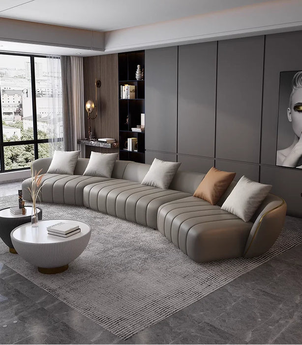 Italian minimalist leather sofa head layer cowhide simple style creative living room corner leather sofa