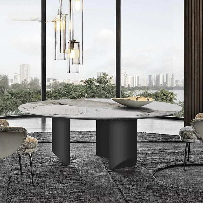 Stainless Steel Marble Kitchen Tables For Dinner Modern Long Rectangular Pandora Glossy Slate Dining Table Indoor Furniture