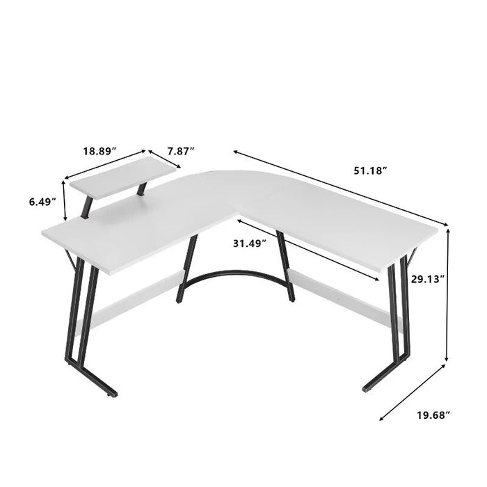 DUTRIEUX computer desk  Home Office Writing Desk Modern L-Shape Computer Desk, White