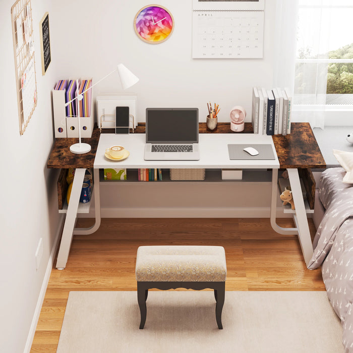Tribesigns Office Executive Desk, 63 inch Large Computer Desk Writing Desk with Storage Shelf, Business Furniture
