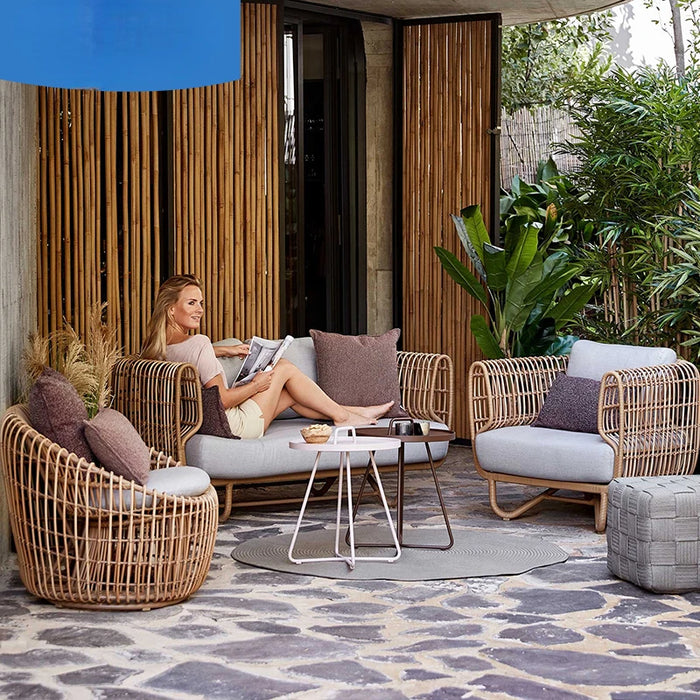 Outdoor sofa sofa bird's nest true rattan balcony furniture villa natural rattan woven leisure single courtyard