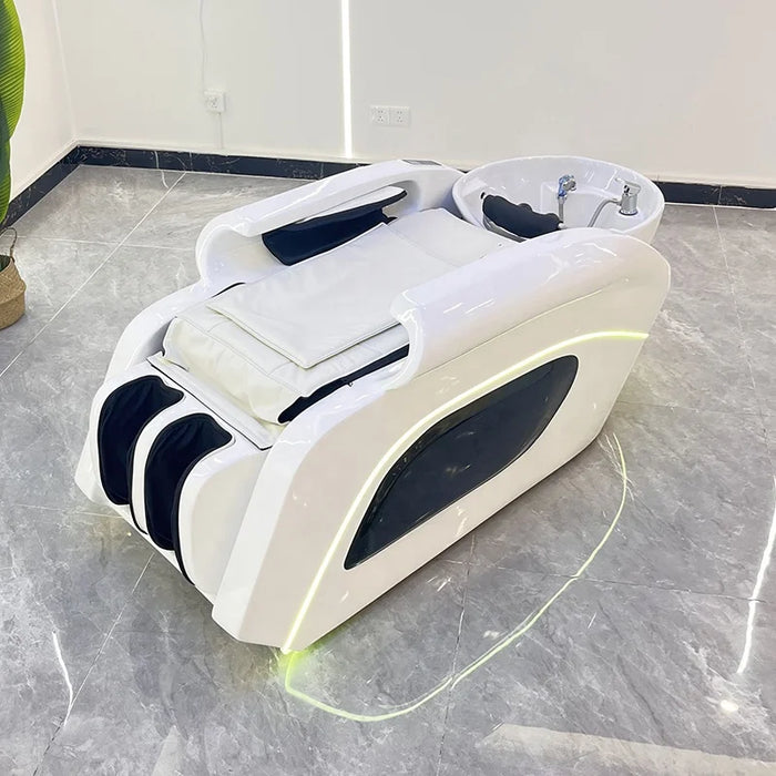 Shampoo And Massage Bed With Sink Barbershop Salon Japanese Head Spa Shampoo Chair Ceramic Wash Basin Shampoo Beds