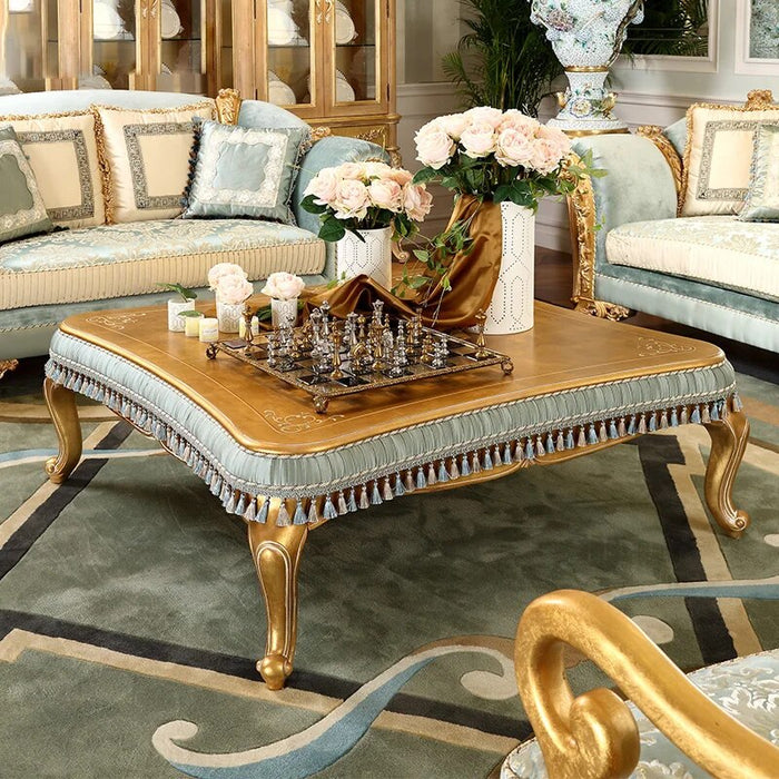 European solid wood carved  coffee table group legal luxury cloth sofa villa living room furniture customization
