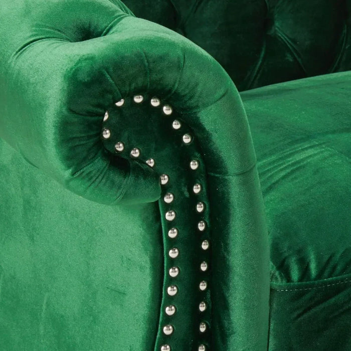 Christopher Knight Home Karen Traditional Chesterfield Loveseat Sofa, Emerald and Dark Brown, 61.75 x 33.75 x 27.75