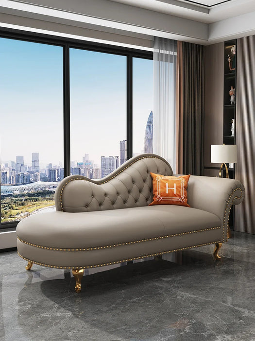 American imperial concubine chair leather luxury lounge chair living room bedroom balcony toffee beauty couch single sofa collap