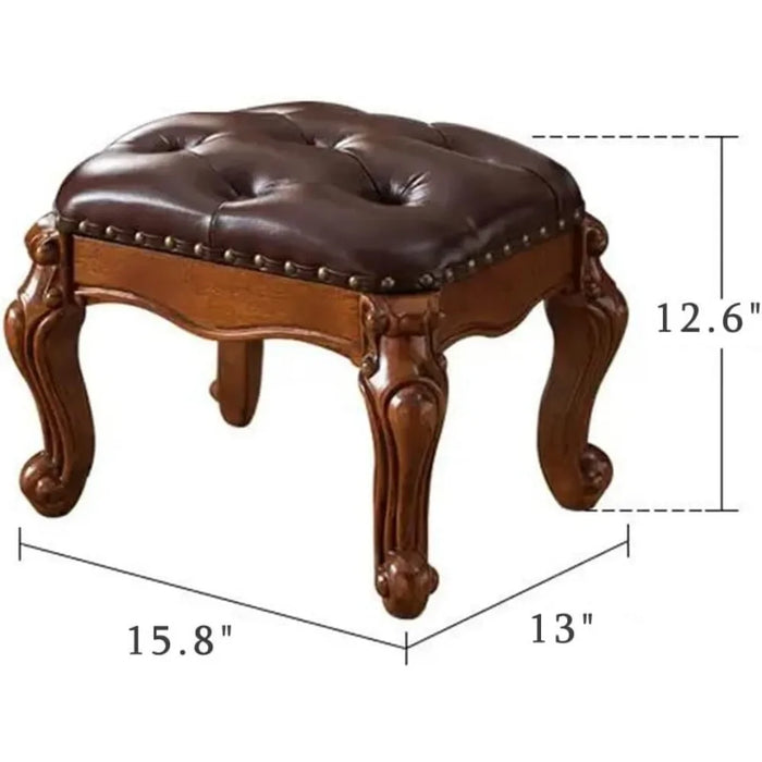 Step Stool Solid Rubber Wood Foot Stool Ottoman Foot Rest Microfiber Vintage Carved Upholstered Footrest Free Shipping Living