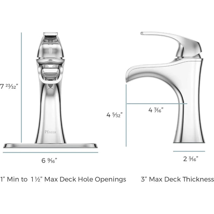 Waterfall Bathroom Faucet with Push & Seal Drain, Polished Chrome