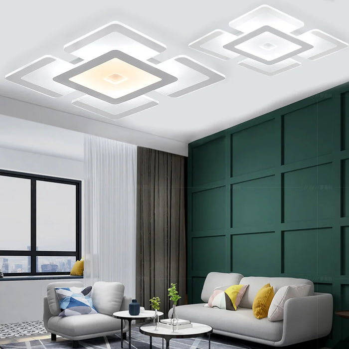 Modern Ceiling Light LED Flush Mount Lamp Hall Chandelier Living Room Lighting Fixture Room Decor Light Kitchen Square