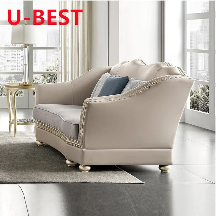 U-BEST Set Furniture Leather Home Luxury Couch Sofas 1 Recliner Sets Sala Nordic Three Seats One French Style Living Room Sofa