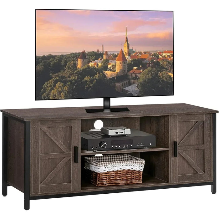 Bedroom Tv Stand Living Room Furniture Entertainment Center for Living Room TV Stand With Stable Metal Frame Dark Brown Cabinet
