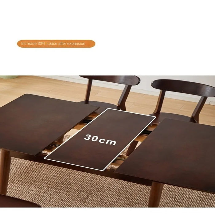 Solid wood folding dining table Nordic minimalist 4 people, 6 small units, 8 household pull-out retractable dining chairs, 2 com