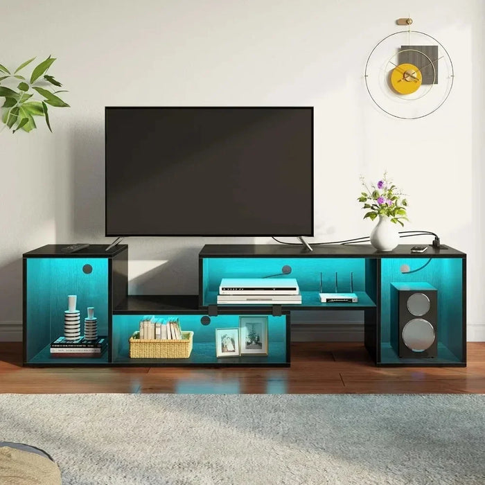 Tv Stand Living Room Furniture Free Shipping Deformable TV Stand With LED Strip Light and Power Socket for TVs Up to 70 Inches