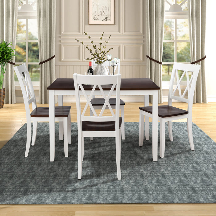Classic 5-Piece Wood Dining Set with Dining Table and Chairs for Home Kitchen