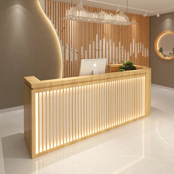 Luxury Wood Reception Desks Cashier Office Store Simple Hotel Reception Desk Standing Console Recepcion Mostrador Bar Furniture