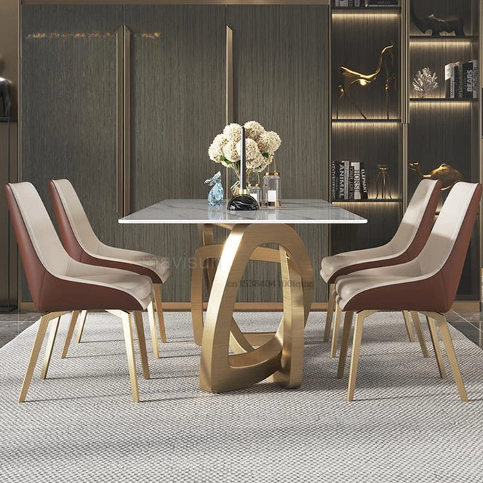 Imported Rock Board Dining Table Designer Creative Light Luxury High-end Villa Restaurant Home Dining Table And Chair Set