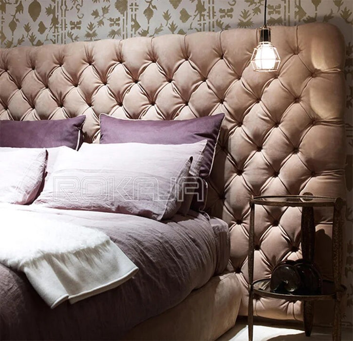 European Style Nubuck Soft Leather Bed Double Bed Bedroom Queen King Size Bed Brand Designer Hotel Villa Furniture Set