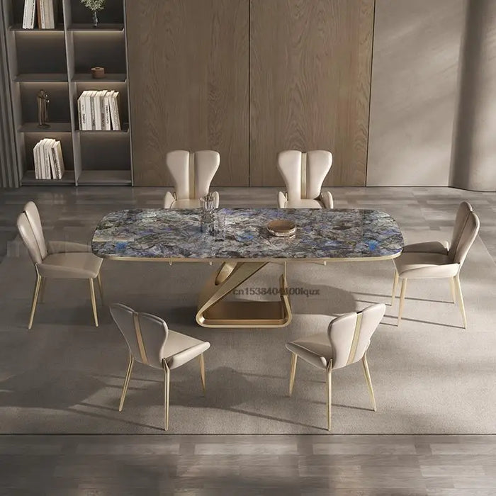 Luxury Kitchen Tables Six Chair In Blue Design Table Frame Granite Marble Panel Countertop Home Furniture White Dining Room Sets