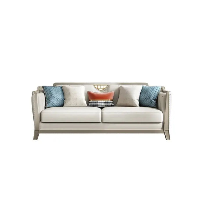 American solid wood sofa living room modern light luxury high-end luxury retro leather French combination simple villa furniture