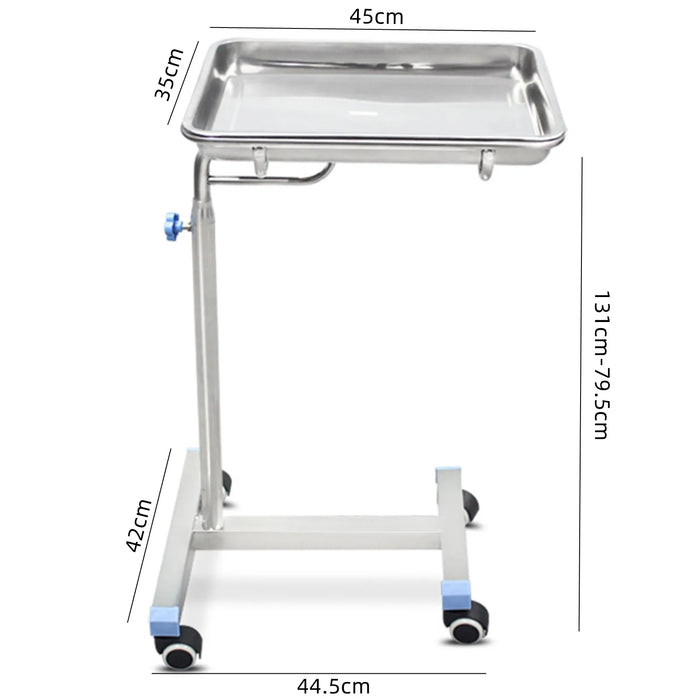 For Hospitals, Clinics, Dentistry, Beauty Salons Mobile Stainless Steel Tray Stand Rolling Cart Rack Adjustable Medical Hine