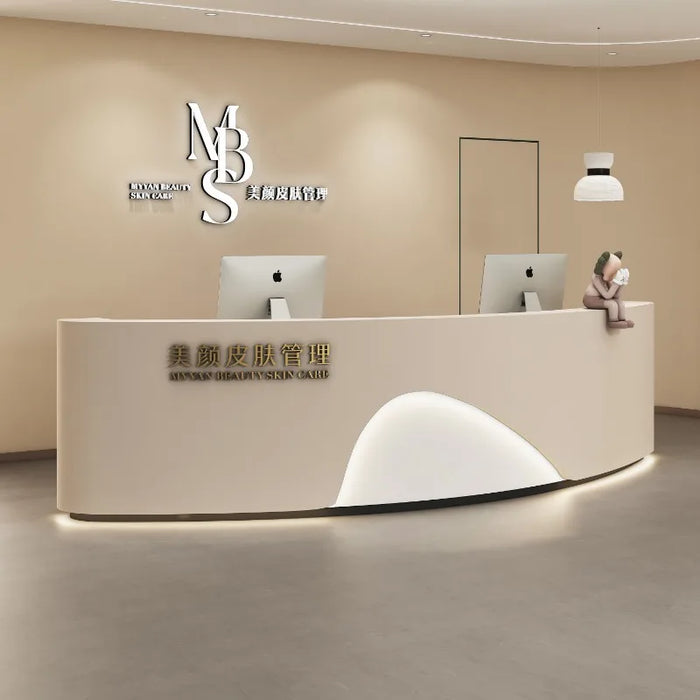 Luxury Reception Desks Front Wood Executive Cashier Counter Bar Long Reception Desks Office Escritorio Gamer Salon Furniture
