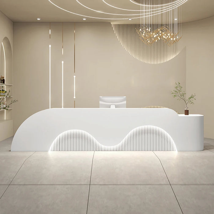 White Checkout Reception Desk Clothing Shop Lighting Hotel Gym Cashiers Luxury Metal Front Desk Lectern Empfangstheke Furniture