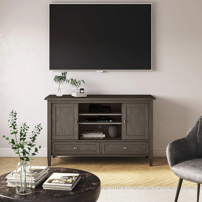SOLID WOOD Universal TV Media Stand, 47 in Wide, Living Room Entertainment Center, Storage Cabinet, for TVs up to 55 in