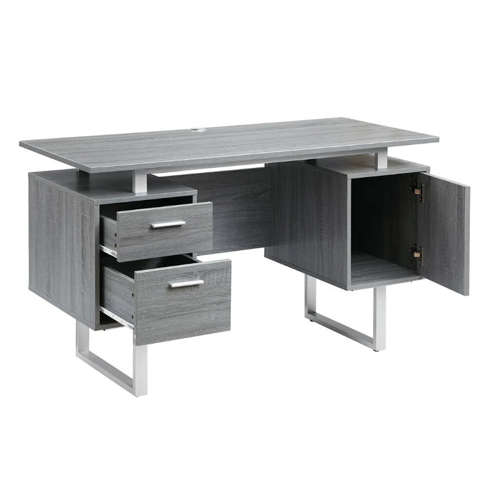 Modern Office Desk with Storage, Grey  Laptop Standing Desk  Desk Table  Furniture  Laptop Table  Study Desk