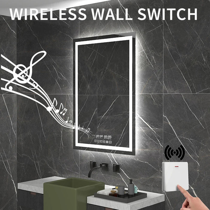 Smart Bath Mirror Backlit Anti-fog Vertical Wall-mounted Led Light Fogless Bluetooth Bathroom Mirrors Control Dimmable