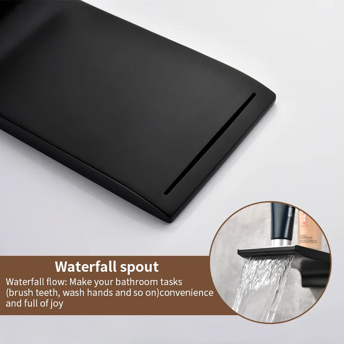 Wall Mount Tub Filler Waterfall Bathtub Faucet High Flow Bath Filler Faucet Bathroom Faucets with Rough-in