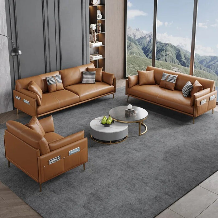 Italian-Style Light Luxury Napa Leather Sofa Living Room Fashionable Simple Modern Office Straight Sofa