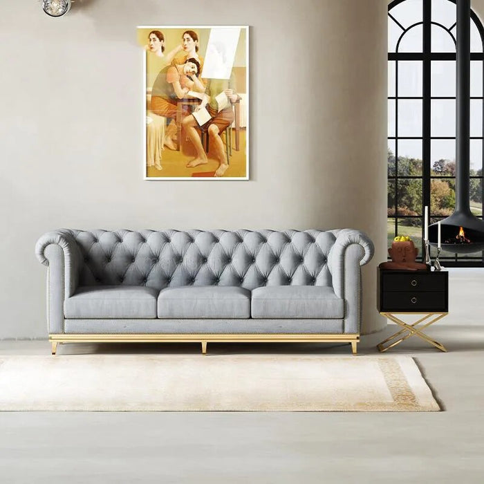 Nordic Office Upholstered Chesterfield Sofa ArmChair High Quality Grey Fabric Sofa Set Muebles Hogar Bedroom Furniture WXHYH
